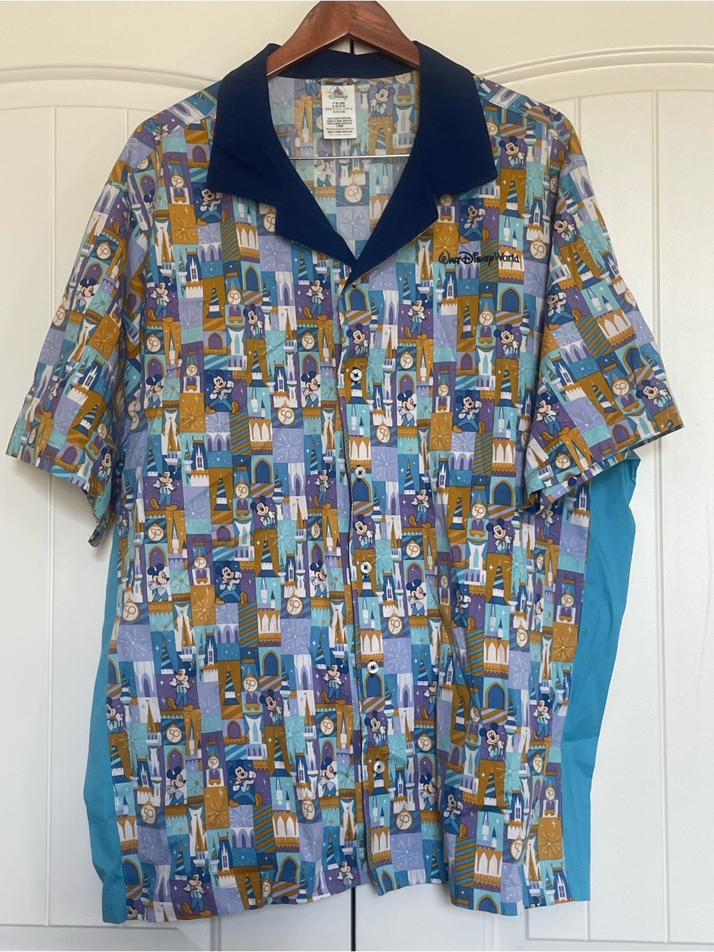 Disney World 50th Anniversary Mickey Castle Firework Button Down-Authentic XXL